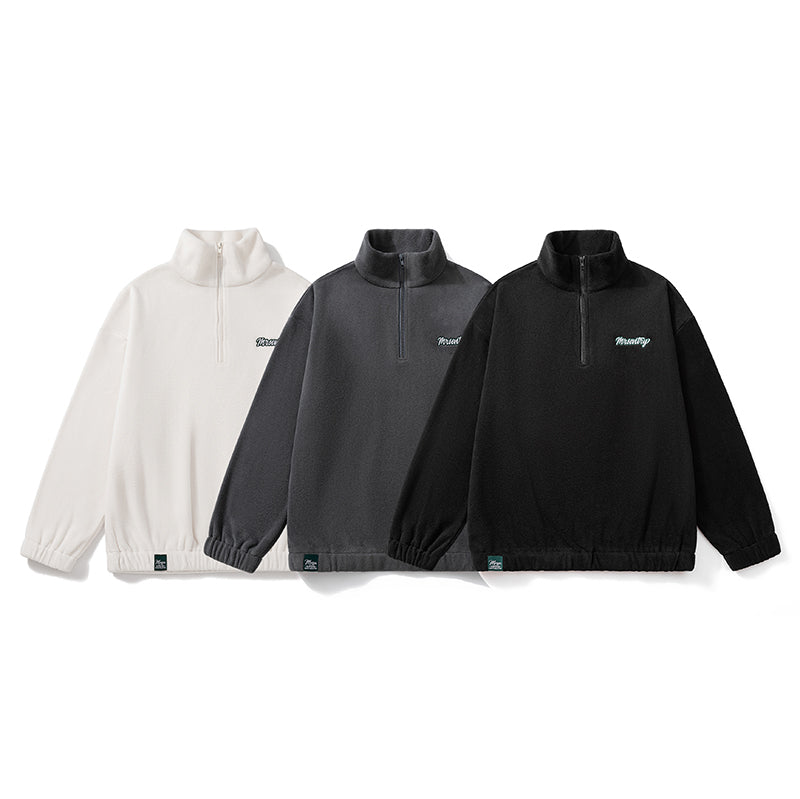 Men's Autumn and Winter Sweatshirt, Stand-up Collar, Half-zipper, Plush American Trendy Brand, Loose Casual Men's Top