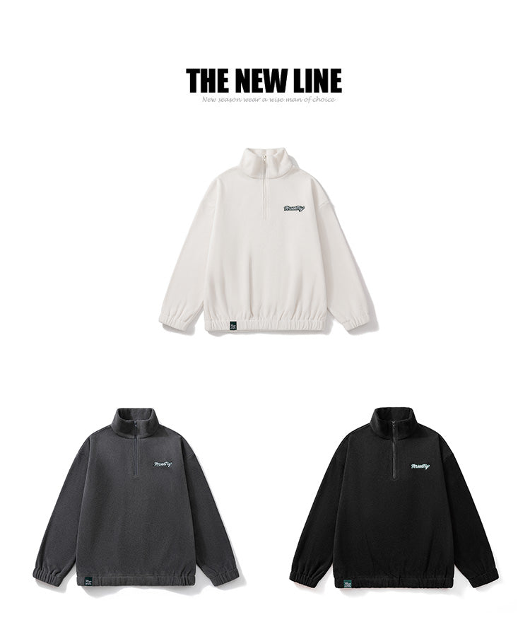Men's Autumn and Winter Sweatshirt, Stand-up Collar, Half-zipper, Plush American Trendy Brand, Loose Casual Men's Top