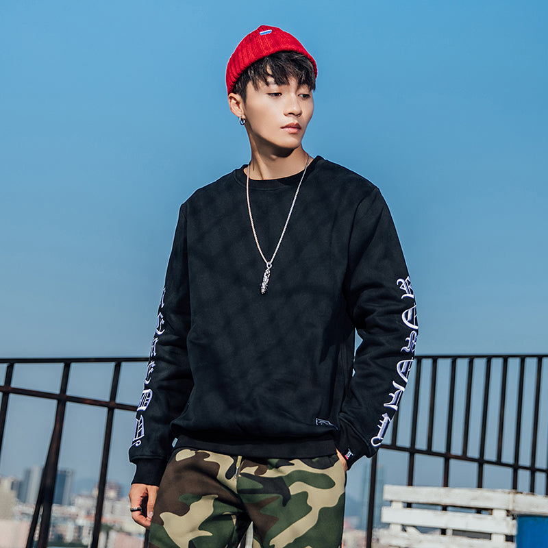 New Autumn and Winter Trendy Brand Round-neck Long-sleeved Embroidered Long-sleeved Sweatshirt for Students, Loose Ulzzang Men's and Women's Fleece Jacket