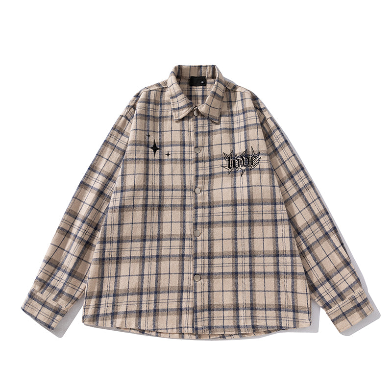 A New American-style Casual Checkered Long-sleeved Shirt for Men, A Loose and High-end Shirt Jacket