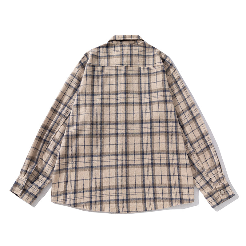 A New American-style Casual Checkered Long-sleeved Shirt for Men, A Loose and High-end Shirt Jacket