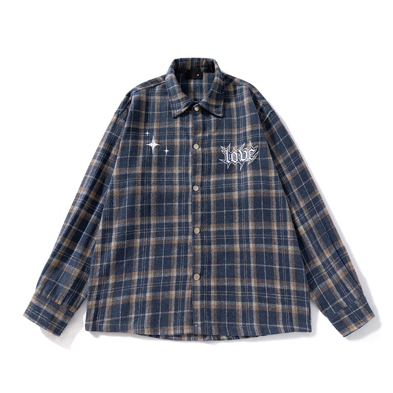 A New American-style Casual Checkered Long-sleeved Shirt for Men, A Loose and High-end Shirt Jacket