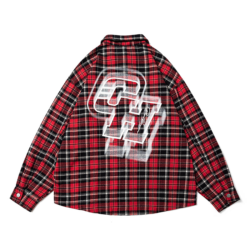 Original, Versatile, Loose-checked Long-sleeved Shirt Couple Coats in Chinese Fashion