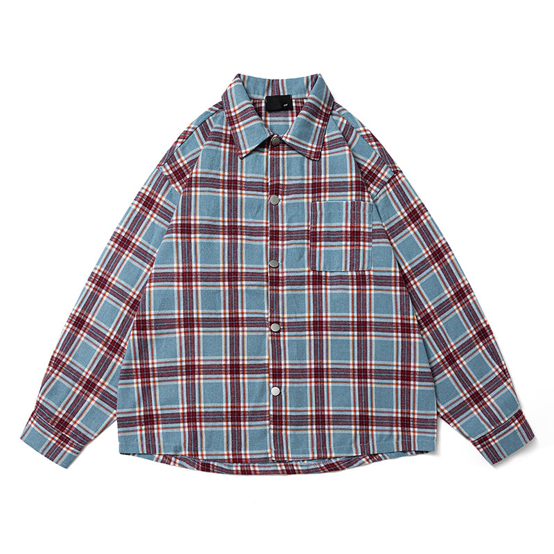 American Letter-embroidered Checkered Shirts are A Trendy Oversized Casual Shirt for Men and Women in Spring and Autumn