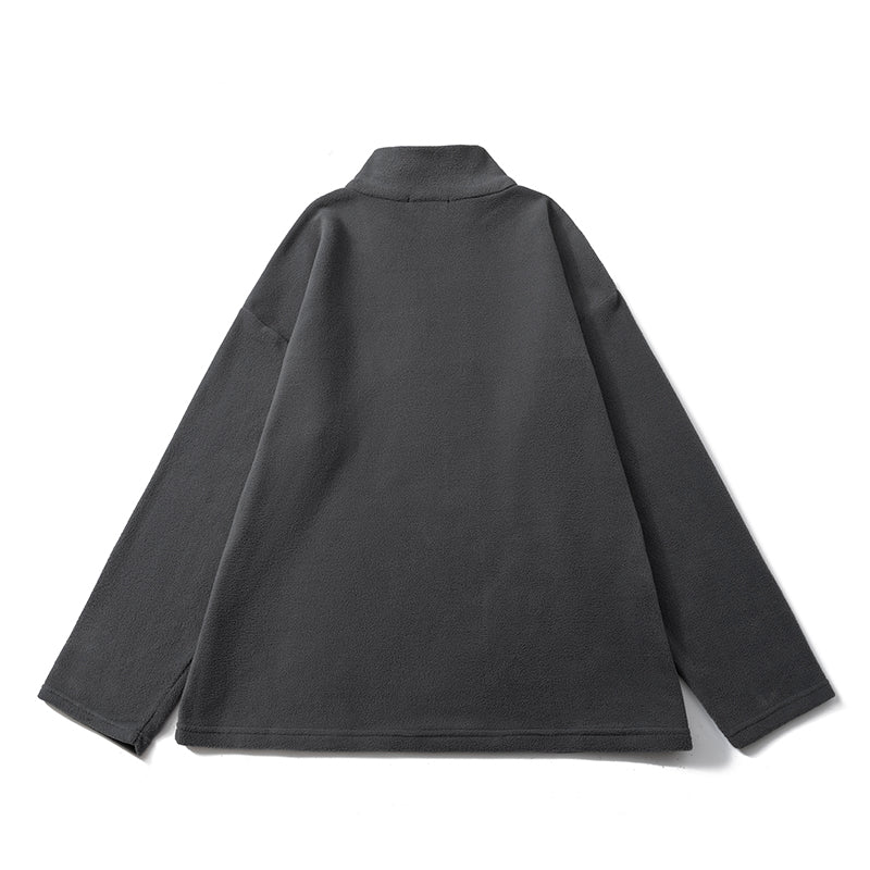 American Style Heavyweight Polar Fleece Jacket Men's Autumn and Winter Plus Velvet Thickened Half Zipper Sweater Warm Stand Collar Jacket Men and Women