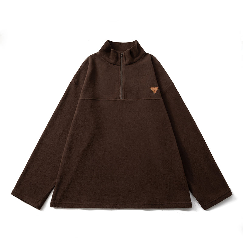 American Style Heavyweight Polar Fleece Jacket Men's Autumn and Winter Plus Velvet Thickened Half Zipper Sweater Warm Stand Collar Jacket Men and Women