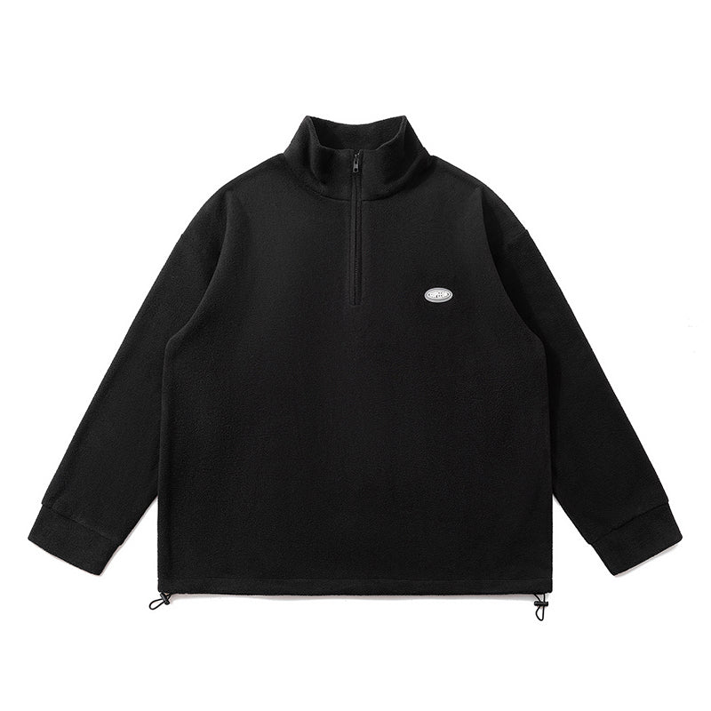 Autumn New Simple Stand Collar Half Zip Polar Fleece Sweatshirt Men's Trendy Brand Loose Casual Versatile Sports Top
