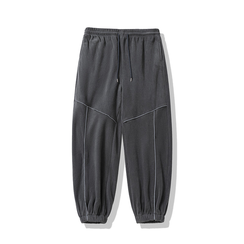 The New Autumn and Winter Trendy Brand High Street Rflective Line Straight-leg Sport Pants for Men Have A Loose, Casual and Versatile Drape, And Are Made of Polar Fleece American Sweatpants