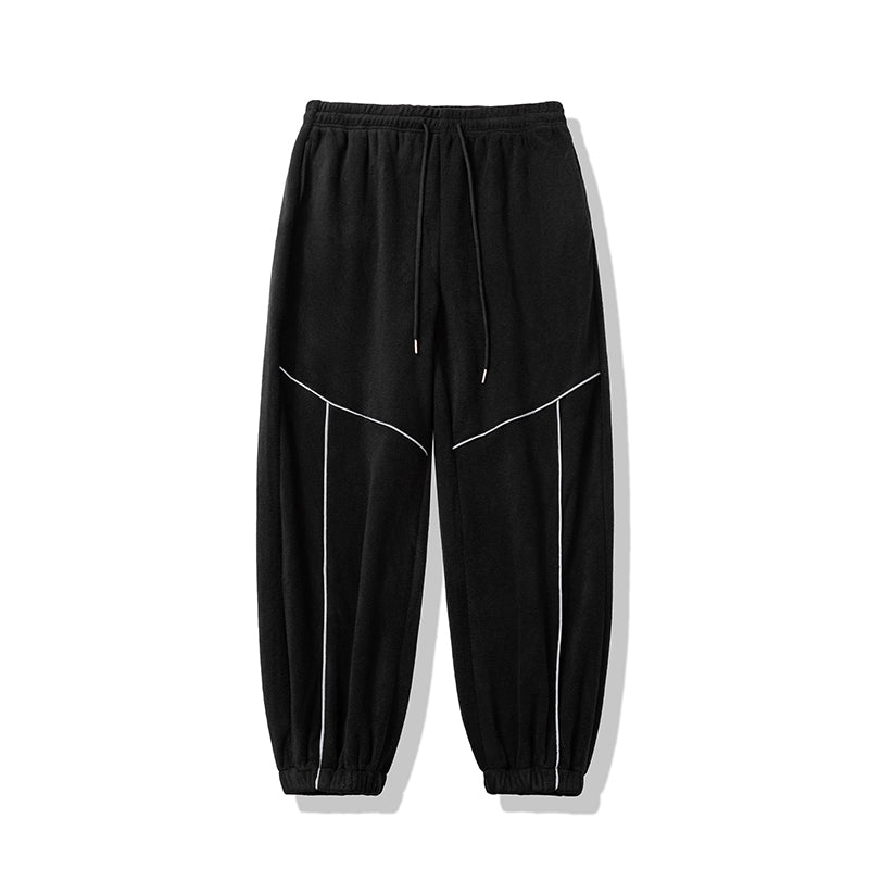 The New Autumn and Winter Trendy Brand High Street Rflective Line Straight-leg Sport Pants for Men Have A Loose, Casual and Versatile Drape, And Are Made of Polar Fleece American Sweatpants