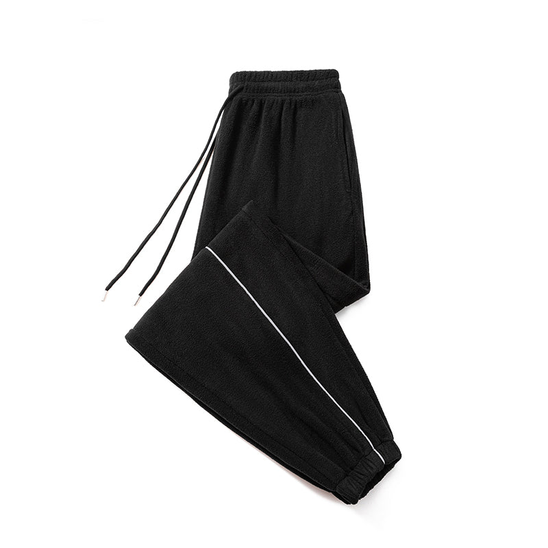 The New Autumn and Winter Trendy Brand High Street Rflective Line Straight-leg Sport Pants for Men Have A Loose, Casual and Versatile Drape, And Are Made of Polar Fleece American Sweatpants