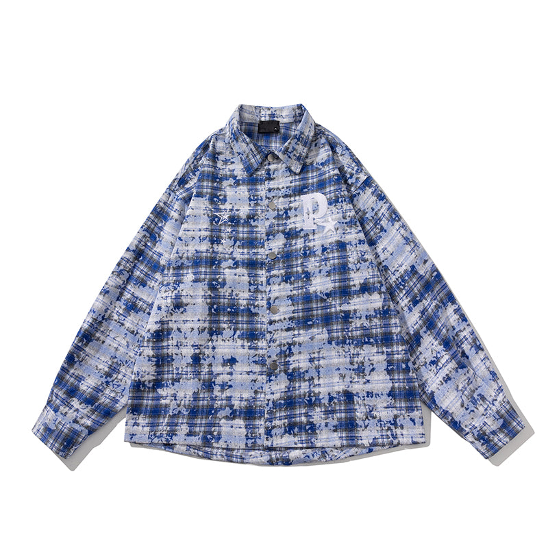 Spring and Autumn 2023 American Retro Spice Girl Style Loose and Versatile Long-sleeved Plaid Shirts for Men and Women High Street Jackets
