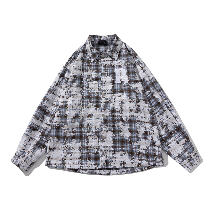 Spring and Autumn 2023 American Retro Spice Girl Style Loose and Versatile Long-sleeved Plaid Shirts for Men and Women High Street Jackets