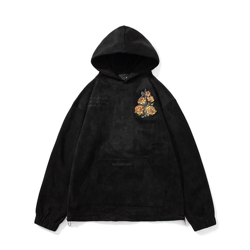 Japanese Men's Suede Hooded Sweatshirt for Autumn and Winter New Collection, A Trendy Brand Retro Embroidered Loose Jacket
