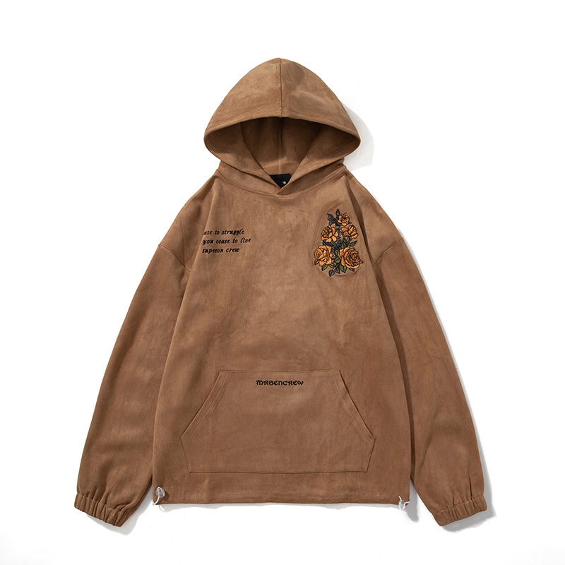 Japanese Men's Suede Hooded Sweatshirt for Autumn and Winter New Collection, A Trendy Brand Retro Embroidered Loose Jacket