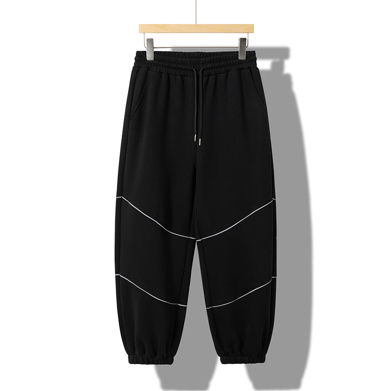 New Laid-back Style Thickened Casual Trendy Men's Sportswear Pants, High-waisted Straight-leg Wide-Leg Constricted Nine-inch Pants