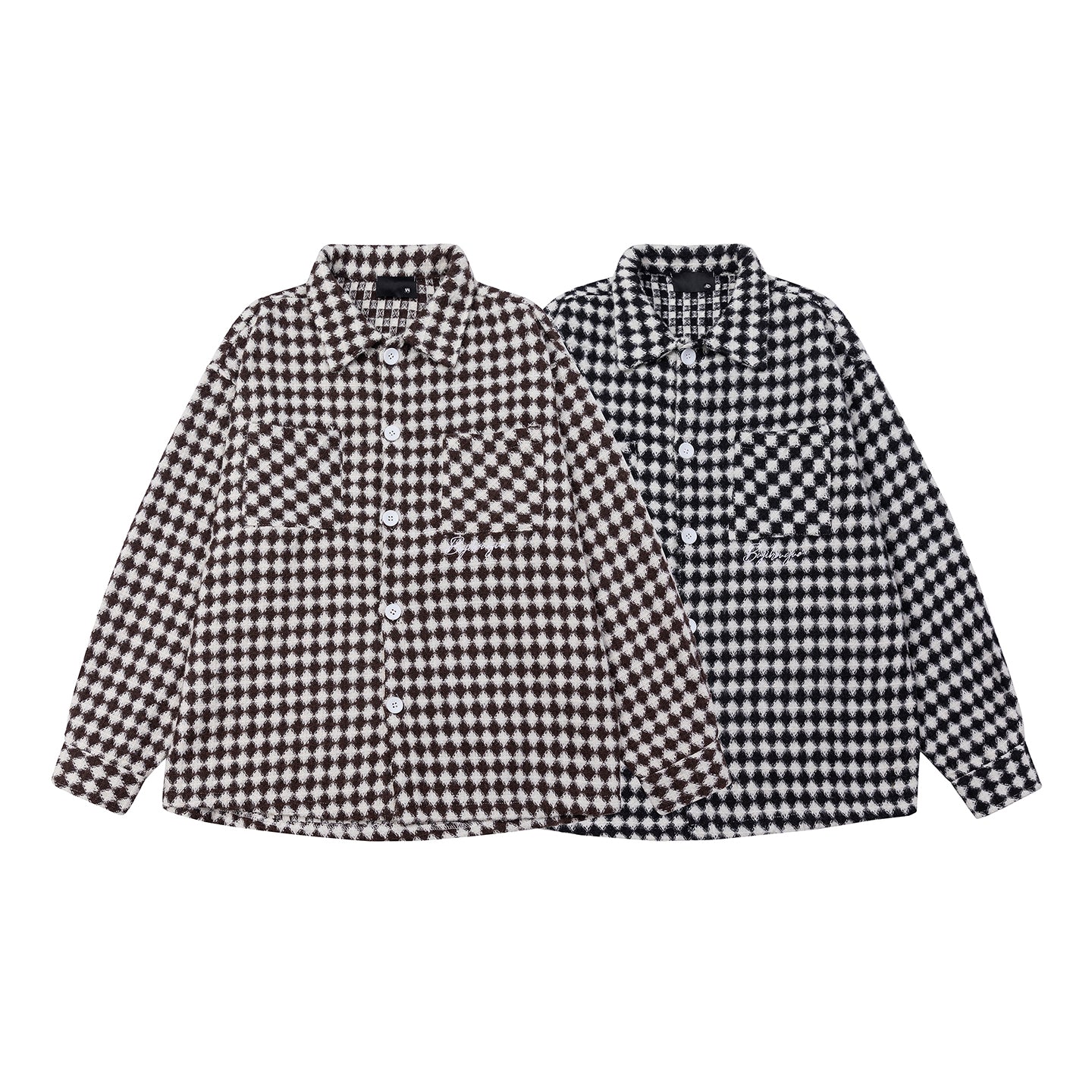 Thousand Bird Check American Retro High Street Vibe Chanel-style Jacket for Men, Spring Checked Shirt, Trendy Brand, High-end, Loose Lapel Jacket for Women