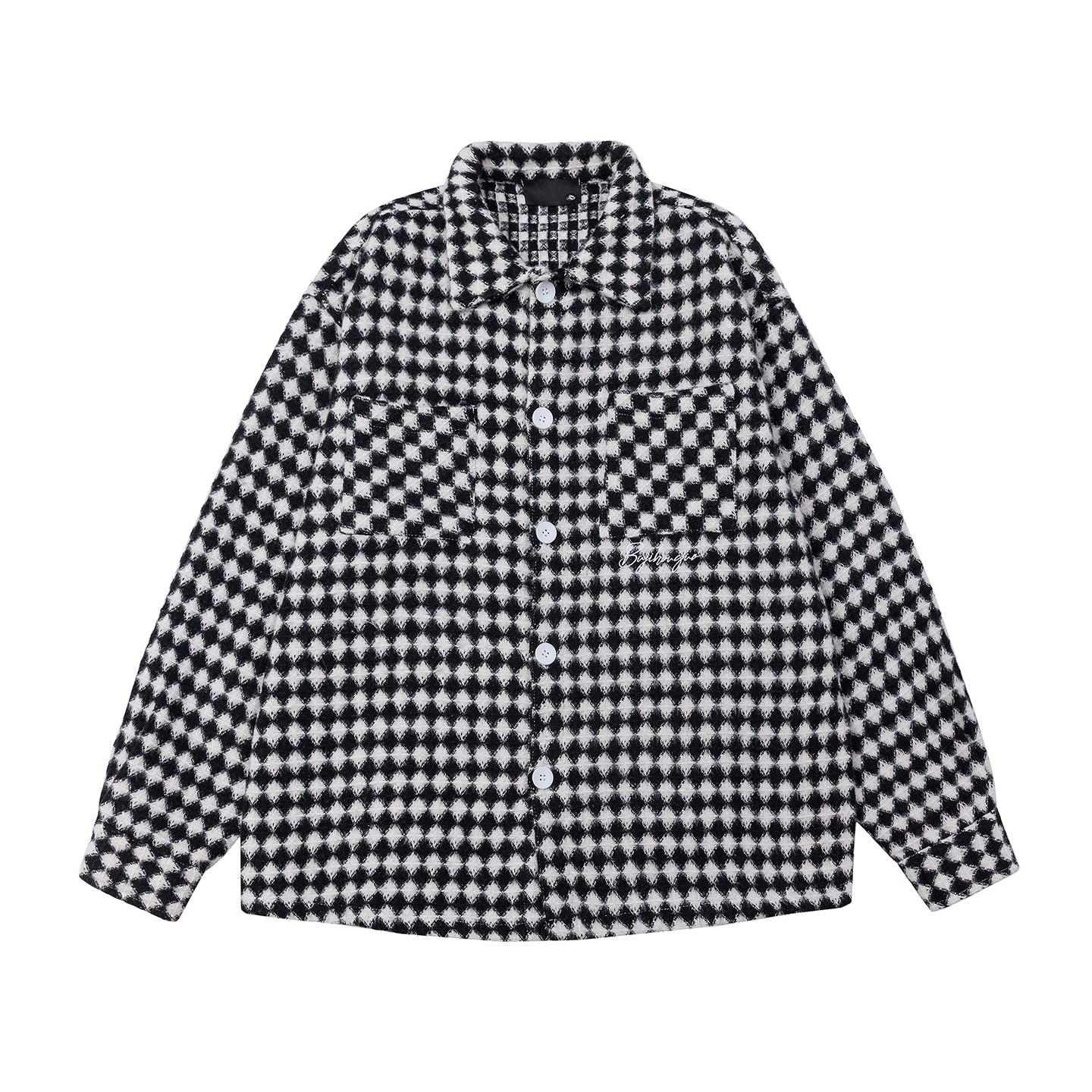 Thousand Bird Check American Retro High Street Vibe Chanel-style Jacket for Men, Spring Checked Shirt, Trendy Brand, High-end, Loose Lapel Jacket for Women