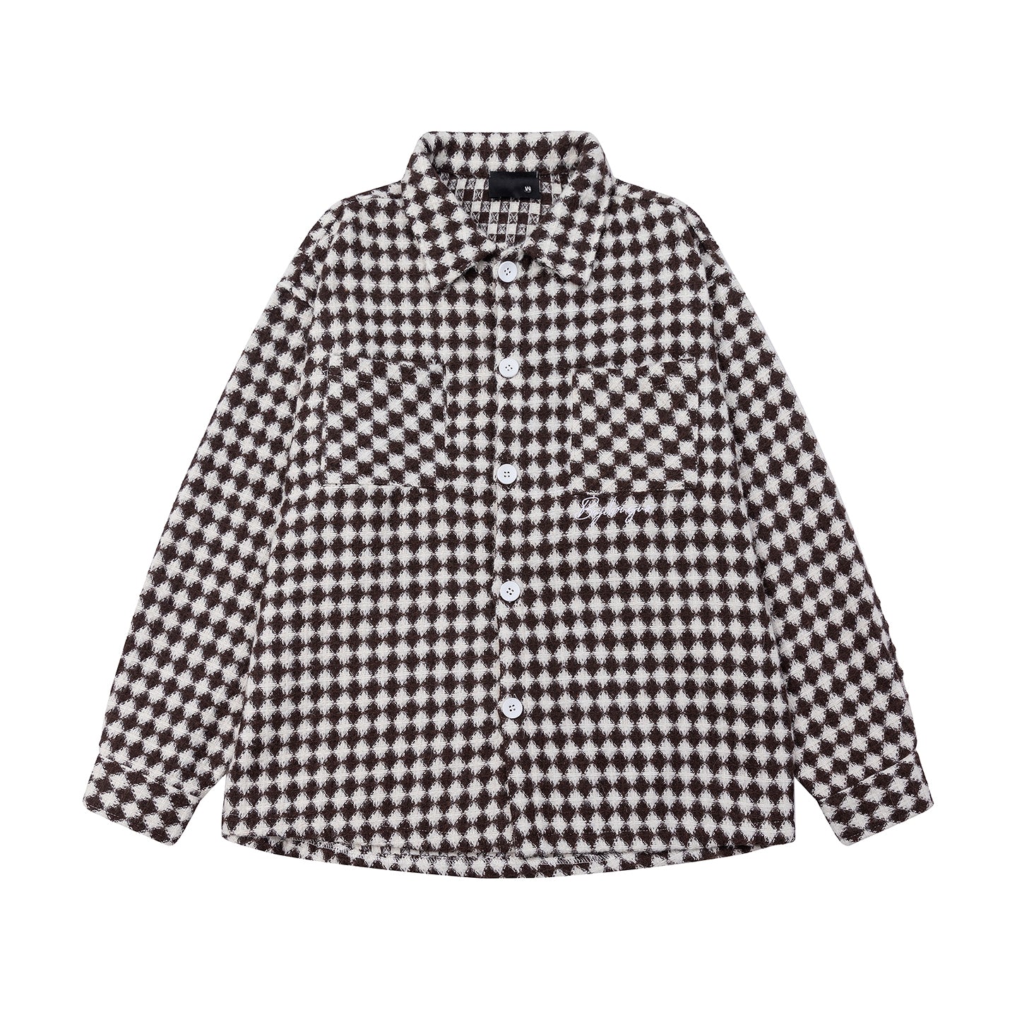 Thousand Bird Check American Retro High Street Vibe Chanel-style Jacket for Men, Spring Checked Shirt, Trendy Brand, High-end, Loose Lapel Jacket for Women