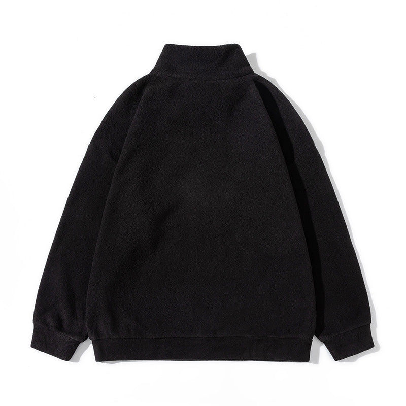 Lapel Solid-color Couple Long-sleeved POLO Shirt, Fleece for Boys, Korean Students, Versatile Loose and Trendy Top