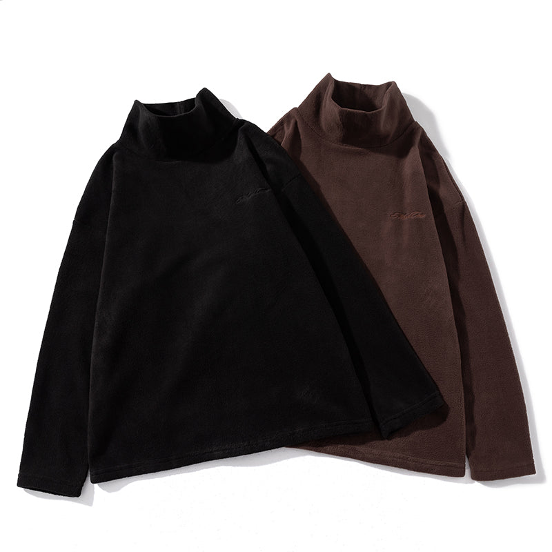 Fleece Embroidered Letter Stand-up Collar Zipper Hoodie