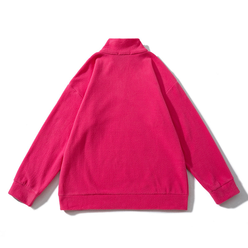 American Trendy Sports Sweatshirt for Men, Loose Autumn Polar Fleece Half-zip Polo Shirt Collar, Men's Spring and Autumn Style