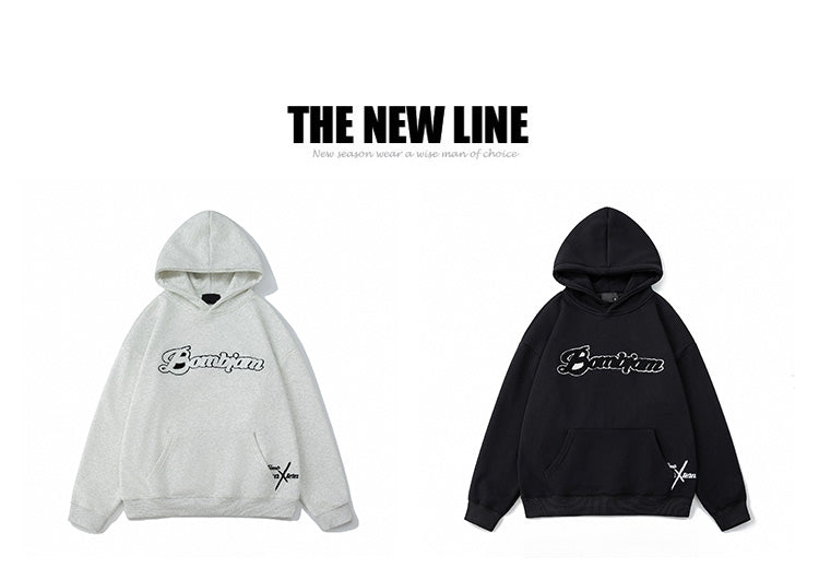 American Heavyweight Hooded Sweatshirt, Towel Embroidery Men's Autumn Trendy Brand Loose Couple Coat
