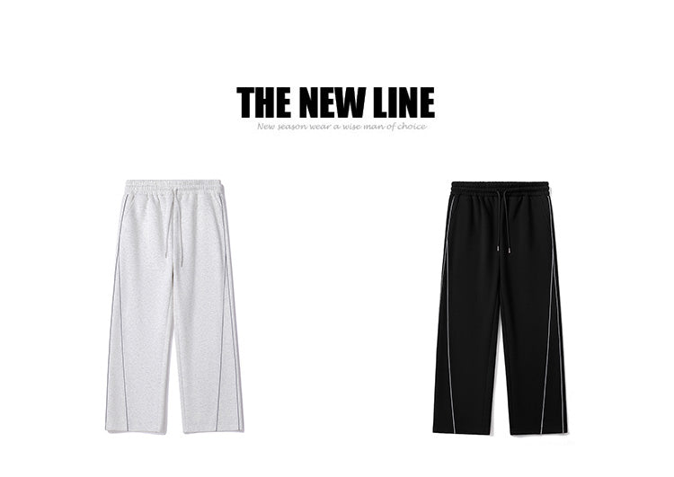 Straight-leg Casual Pants for Autumn and Winter, Men's Loose, Fat-fit, Plate-size Sportswear Pants, Trendy Wide-leg Pants for Overweight Teenagers