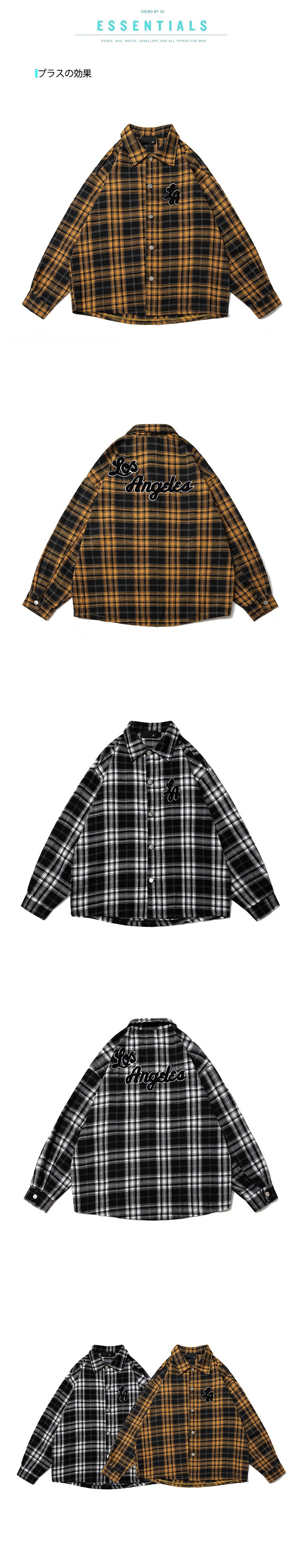 Autumn Towel Embroidery Color-blocking Retro Checkered Shirt for Men, Trendy Long-sleeved Shirt Coat for Women