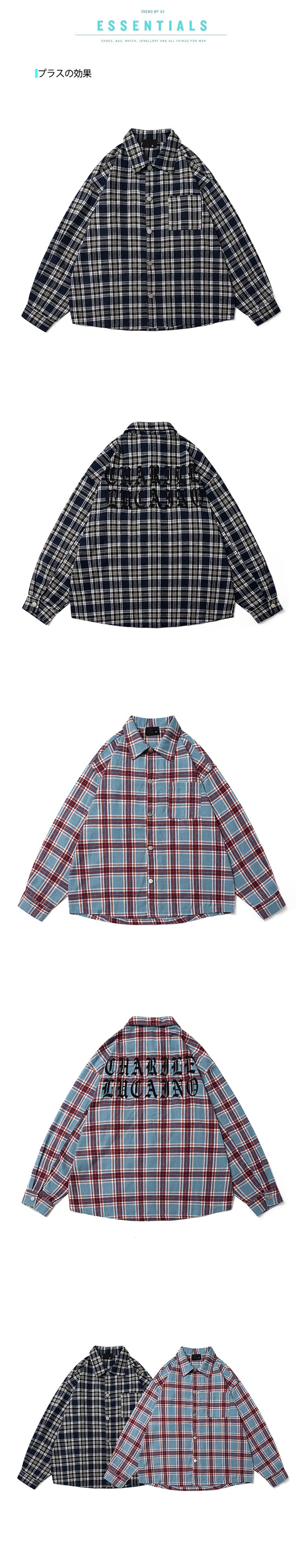 American Letter-embroidered Checkered Shirts are A Trendy Oversized Casual Shirt for Men and Women in Spring and Autumn