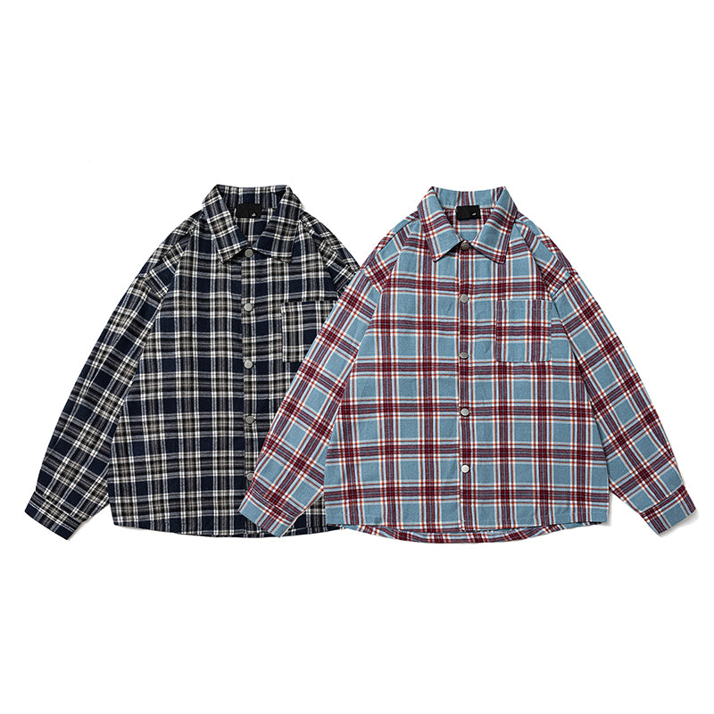American Letter-embroidered Checkered Shirts are A Trendy Oversized Casual Shirt for Men and Women in Spring and Autumn