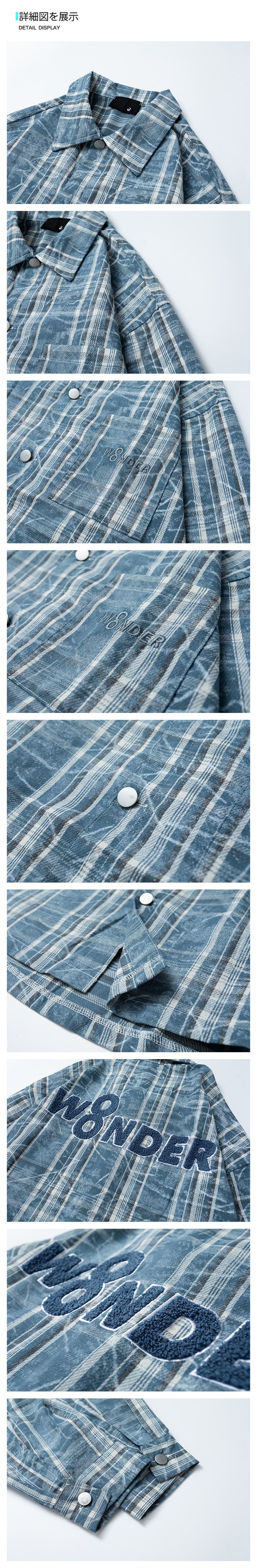 Spring and Autumn American Retro Embroidered Red Checkered Sun Protection Shirt, Men's Trendy Brand Long-sleeved Loose and Niche Shirt Jacket