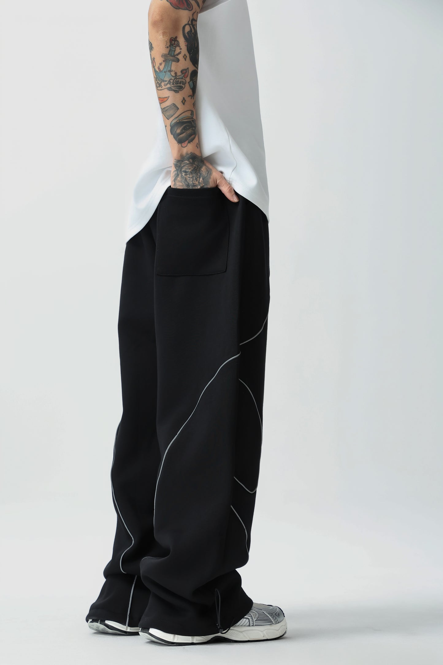New Casual Pants for Women, Original Retro Reflective Strip Design, Loose Drawstring Sport Pants, Trendy Men's Pants