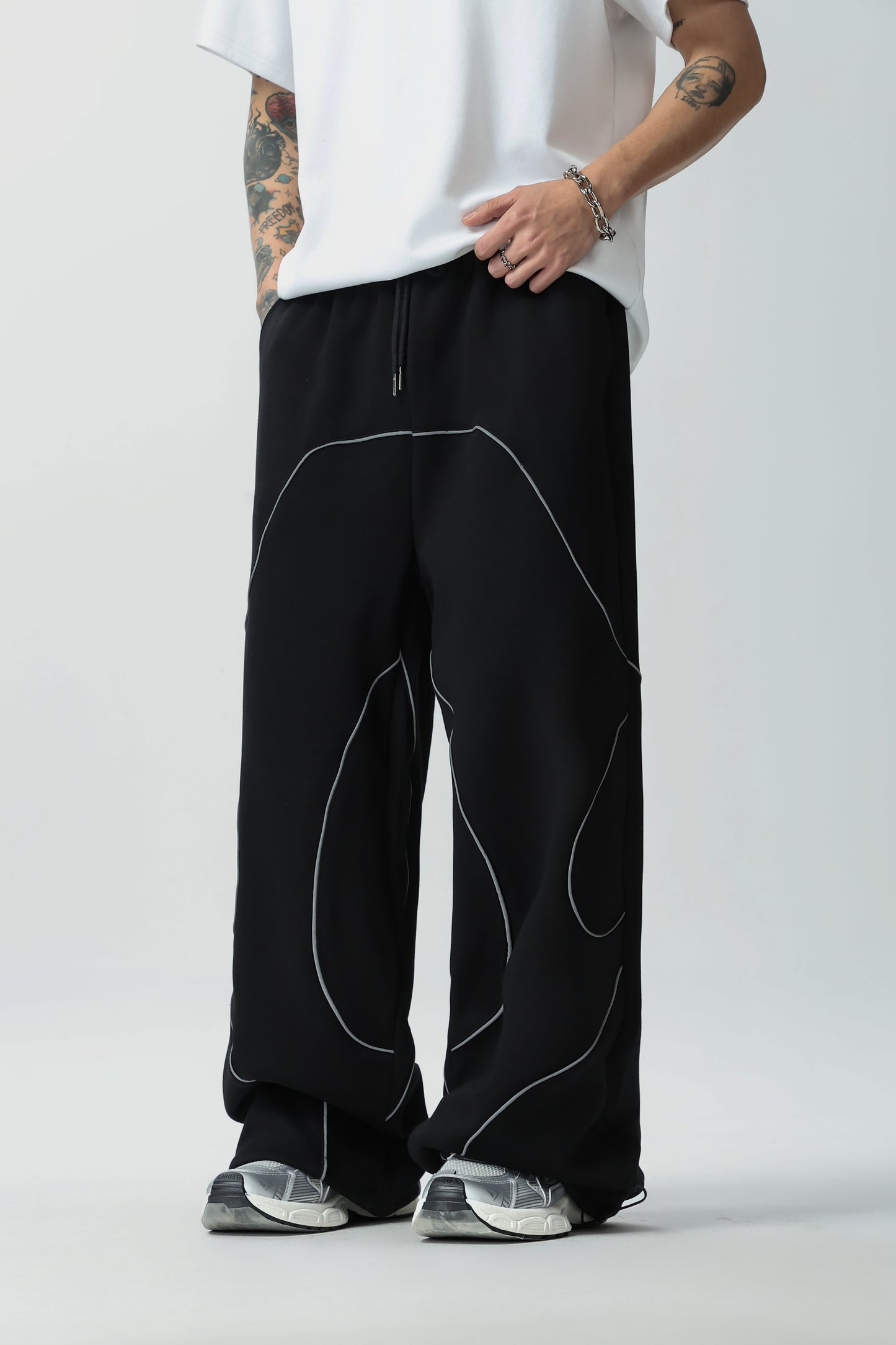 New Casual Pants for Women, Original Retro Reflective Strip Design, Loose Drawstring Sport Pants, Trendy Men's Pants