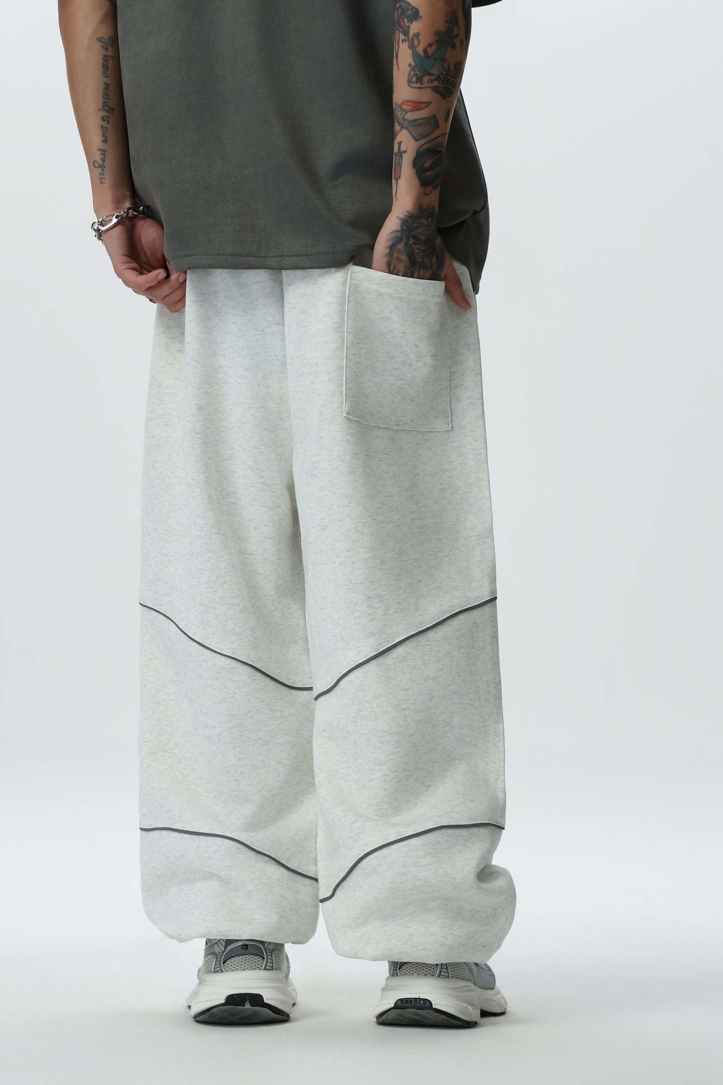 New Laid-back Style Thickened Casual Trendy Men's Sportswear Pants, High-waisted Straight-leg Wide-Leg Constricted Nine-inch Pants