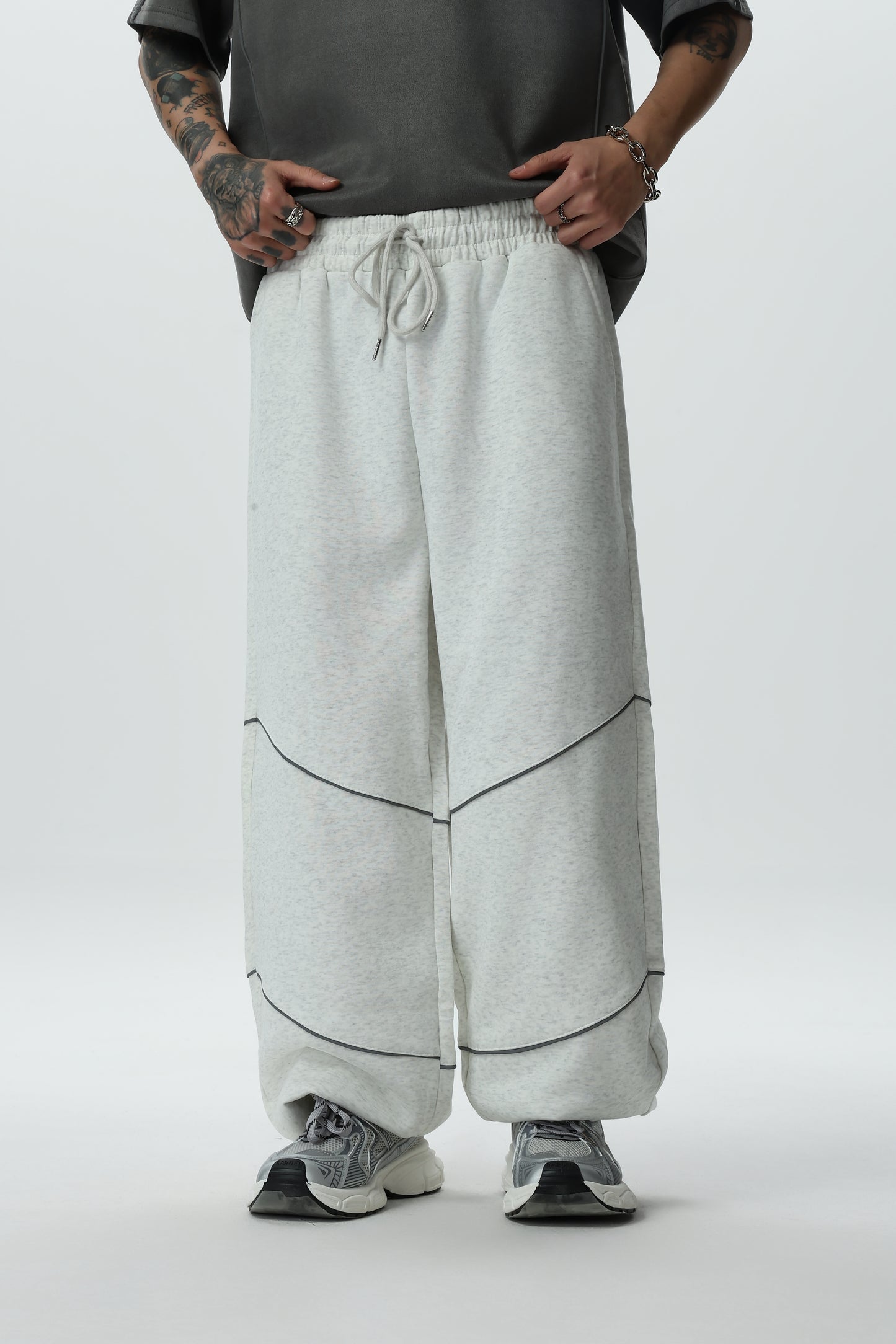 New Laid-back Style Thickened Casual Trendy Men's Sportswear Pants, High-waisted Straight-leg Wide-Leg Constricted Nine-inch Pants