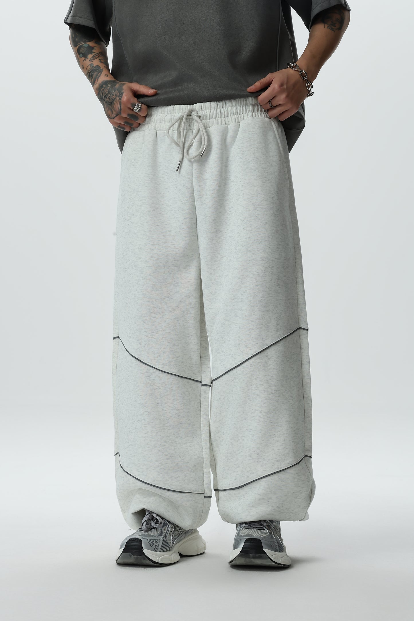 New Laid-back Style Thickened Casual Trendy Men's Sportswear Pants, High-waisted Straight-leg Wide-Leg Constricted Nine-inch Pants