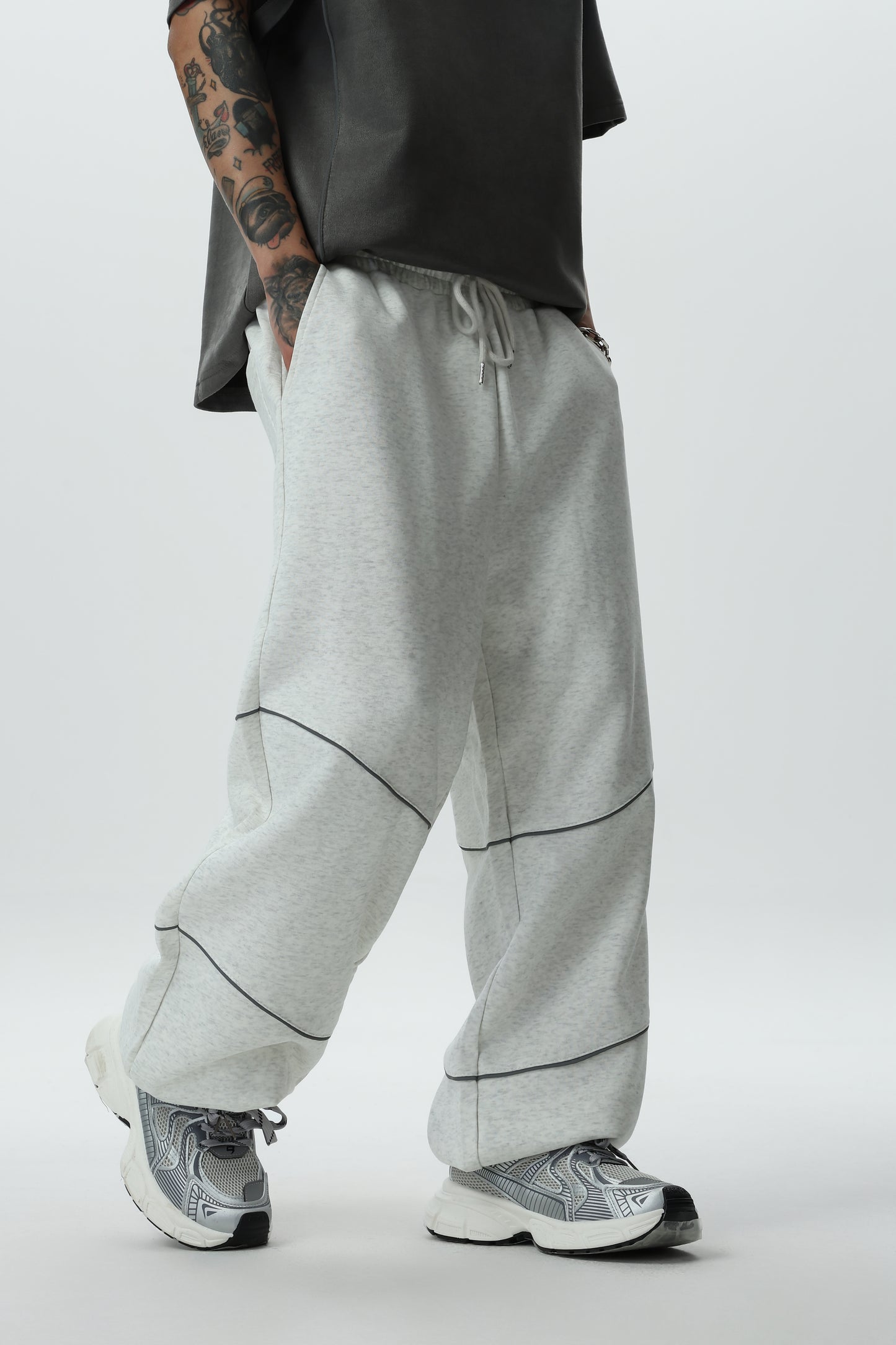 New Laid-back Style Thickened Casual Trendy Men's Sportswear Pants, High-waisted Straight-leg Wide-Leg Constricted Nine-inch Pants