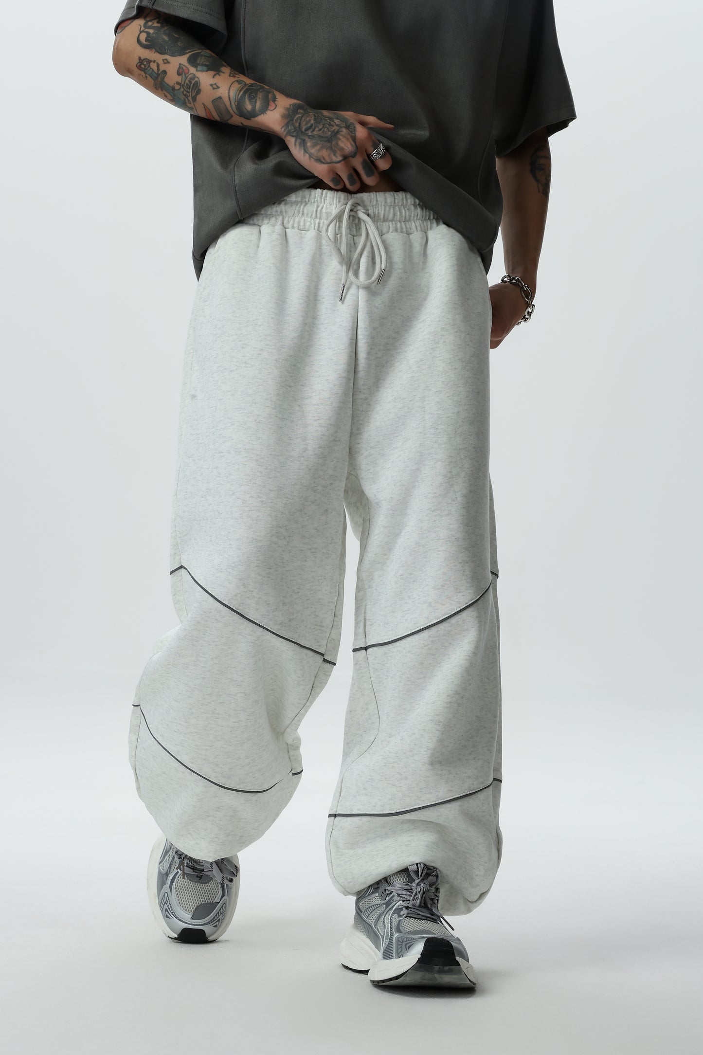 New Laid-back Style Thickened Casual Trendy Men's Sportswear Pants, High-waisted Straight-leg Wide-Leg Constricted Nine-inch Pants