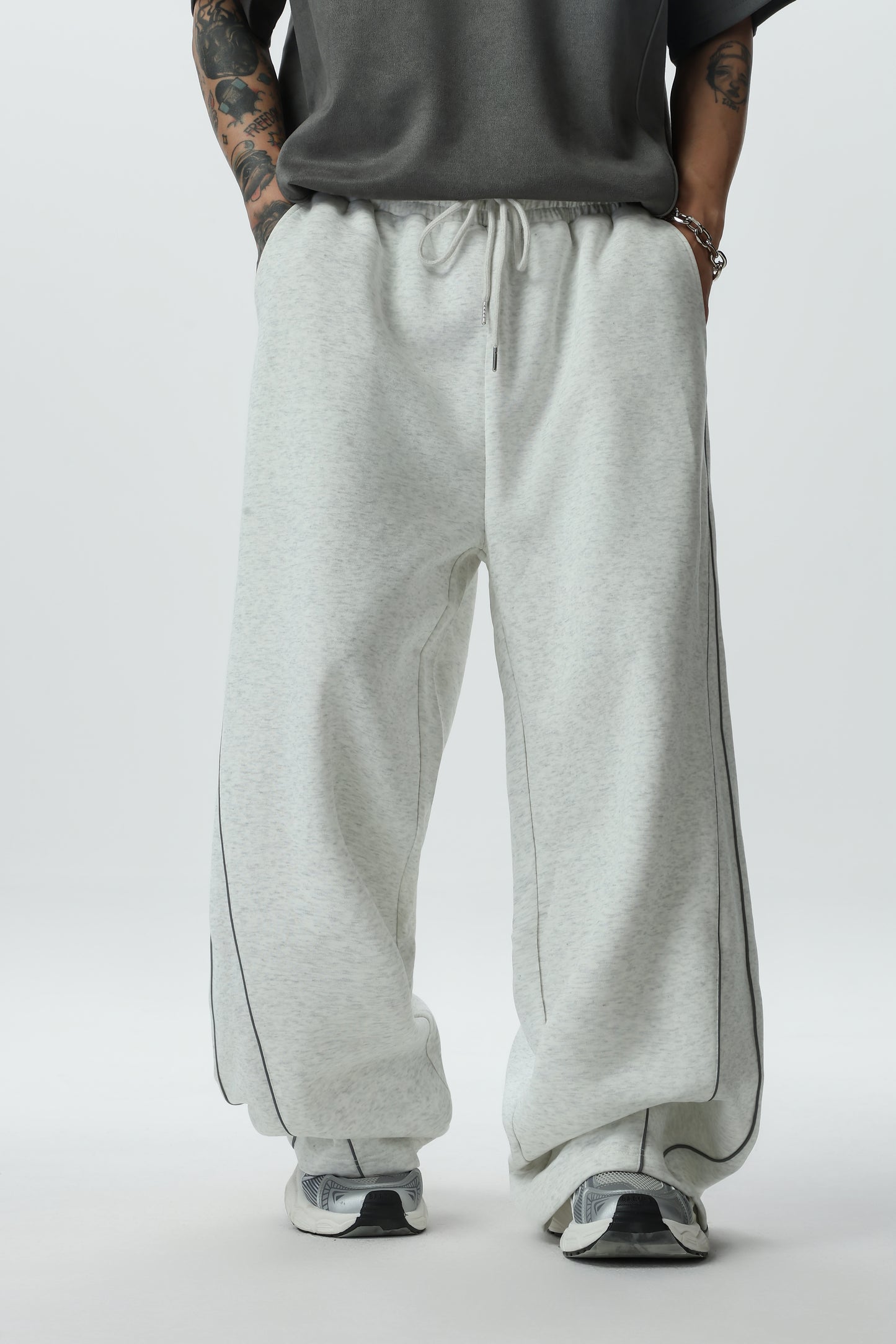 Straight-leg Casual Pants for Autumn and Winter, Men's Loose, Fat-fit, Plate-size Sportswear Pants, Trendy Wide-leg Pants for Overweight Teenagers