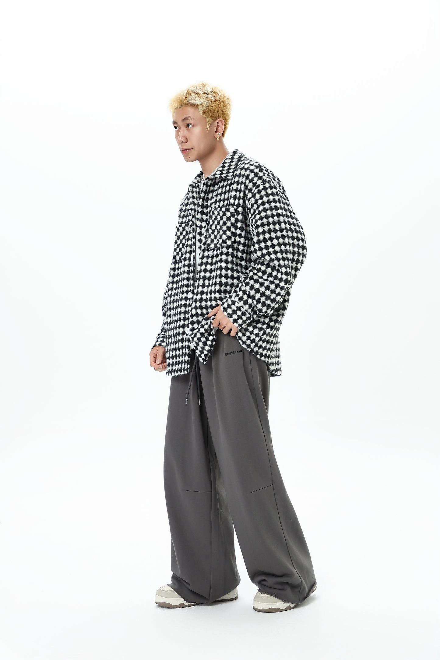 Thousand Bird Check American Retro High Street Vibe Chanel-style Jacket for Men, Spring Checked Shirt, Trendy Brand, High-end, Loose Lapel Jacket for Women