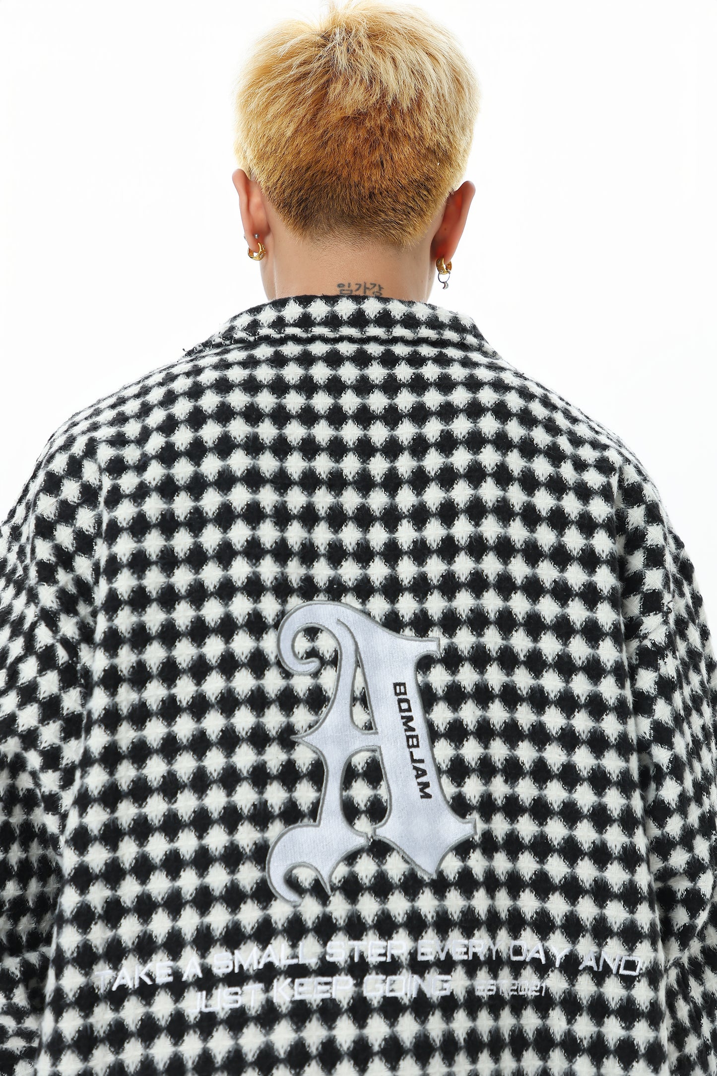 Thousand Bird Check American Retro High Street Vibe Chanel-style Jacket for Men, Spring Checked Shirt, Trendy Brand, High-end, Loose Lapel Jacket for Women