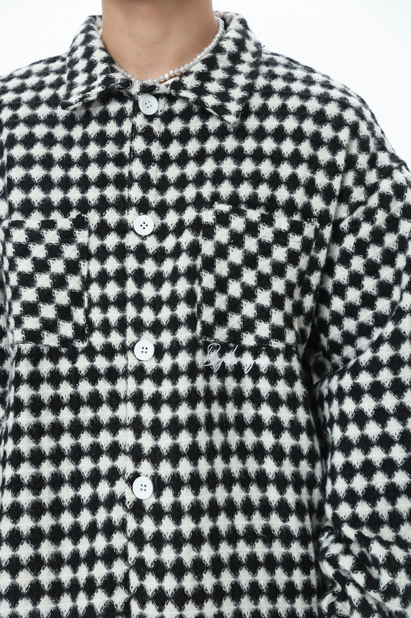 Thousand Bird Check American Retro High Street Vibe Chanel-style Jacket for Men, Spring Checked Shirt, Trendy Brand, High-end, Loose Lapel Jacket for Women