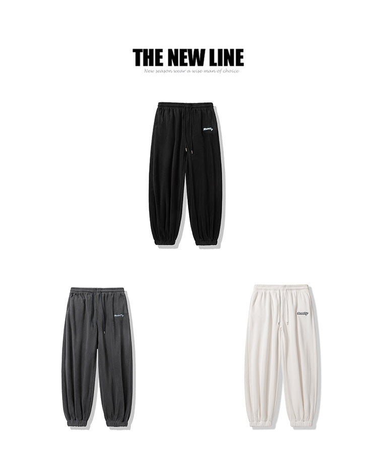 Autumn and Winter Warm Fleece Corset Cotton Pants for Men, Loose BF Street Dance Sports Elastic Sweatpants