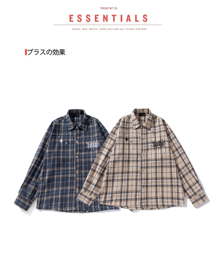 A New American-style Casual Checkered Long-sleeved Shirt for Men, A Loose and High-end Shirt Jacket