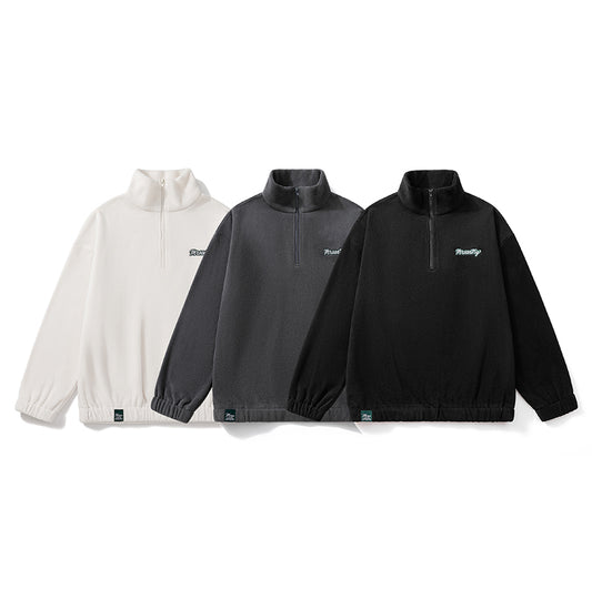 Men's Autumn and Winter Sweatshirt, Stand-up Collar, Half-zipper, Plush American Trendy Brand, Loose Casual Men's Top