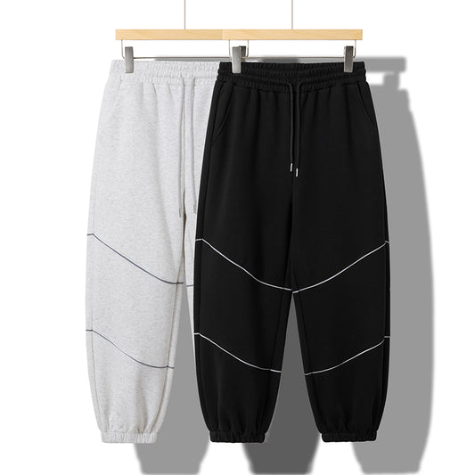 New Laid-back Style Thickened Casual Trendy Men's Sportswear Pants, High-waisted Straight-leg Wide-Leg Constricted Nine-inch Pants