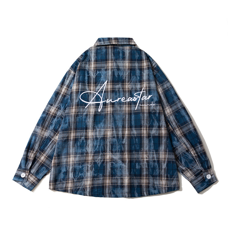 Spring and Autumn American Retro Embroidered Red Checkered Sun-protective Shirts for Men and Women, Long-sleeved Loose Shirt Jackets