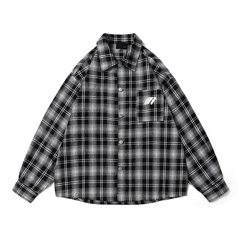Autumn Retro Checked Shirt for Men, A High-end, Loose, Casual and Laid-back Style Shirt Jacket for Women