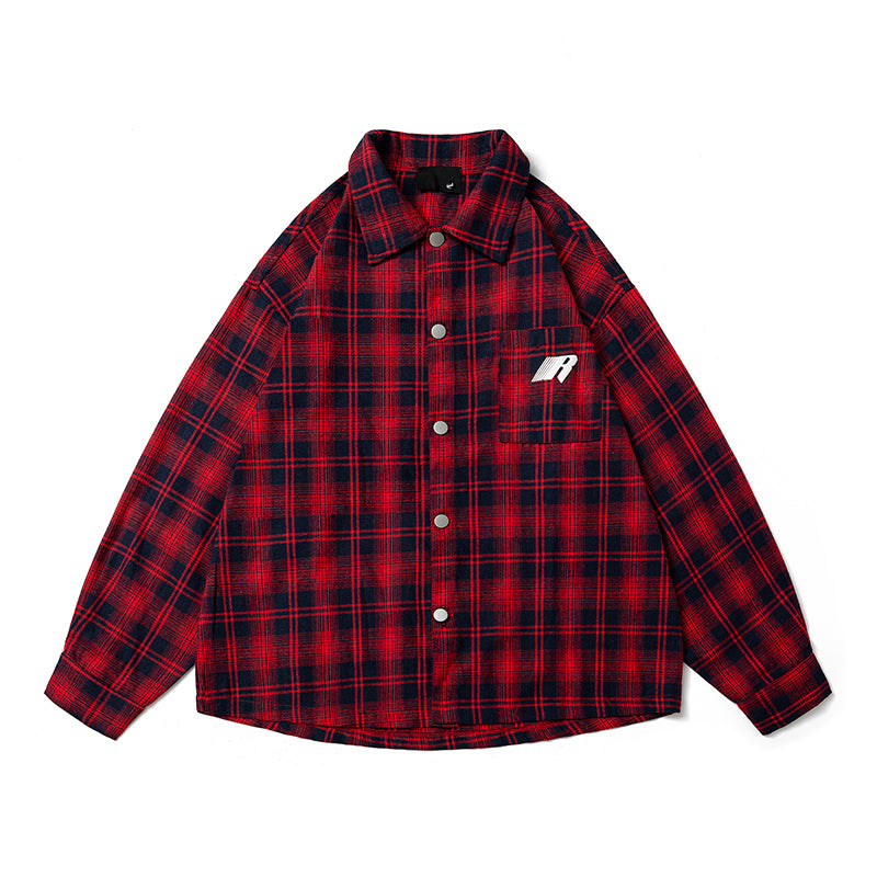 Autumn Retro Checked Shirt for Men, A High-end, Loose, Casual and Laid-back Style Shirt Jacket for Women