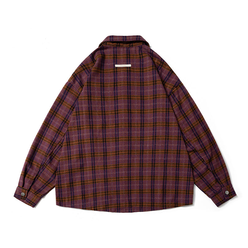 A Trendy American Yellow Checkered Shirt for Men, A Thin Summer Brushed Top, A Retro and Casual Checkered Shirt